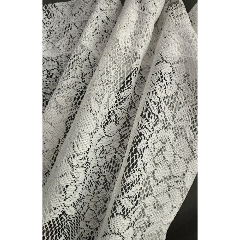 VTG 90s Ivory Rose Lace Curtain 2 Panels - Different Lengths Granny Cottagecore
